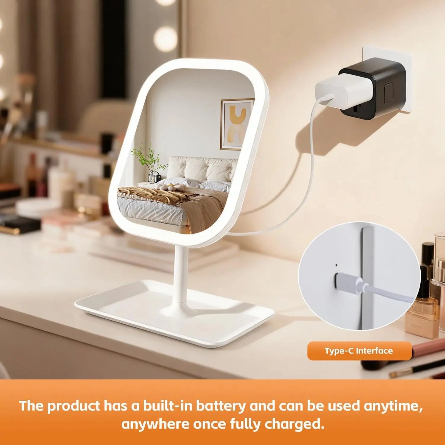 **Espejo de Maquillaje LED Portátil con 3 Luces**