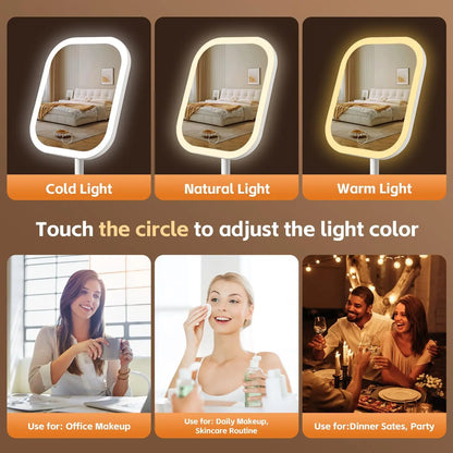 **Espejo de Maquillaje LED Portátil con 3 Luces**