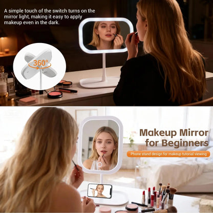 **Espejo de Maquillaje LED Portátil con 3 Luces**